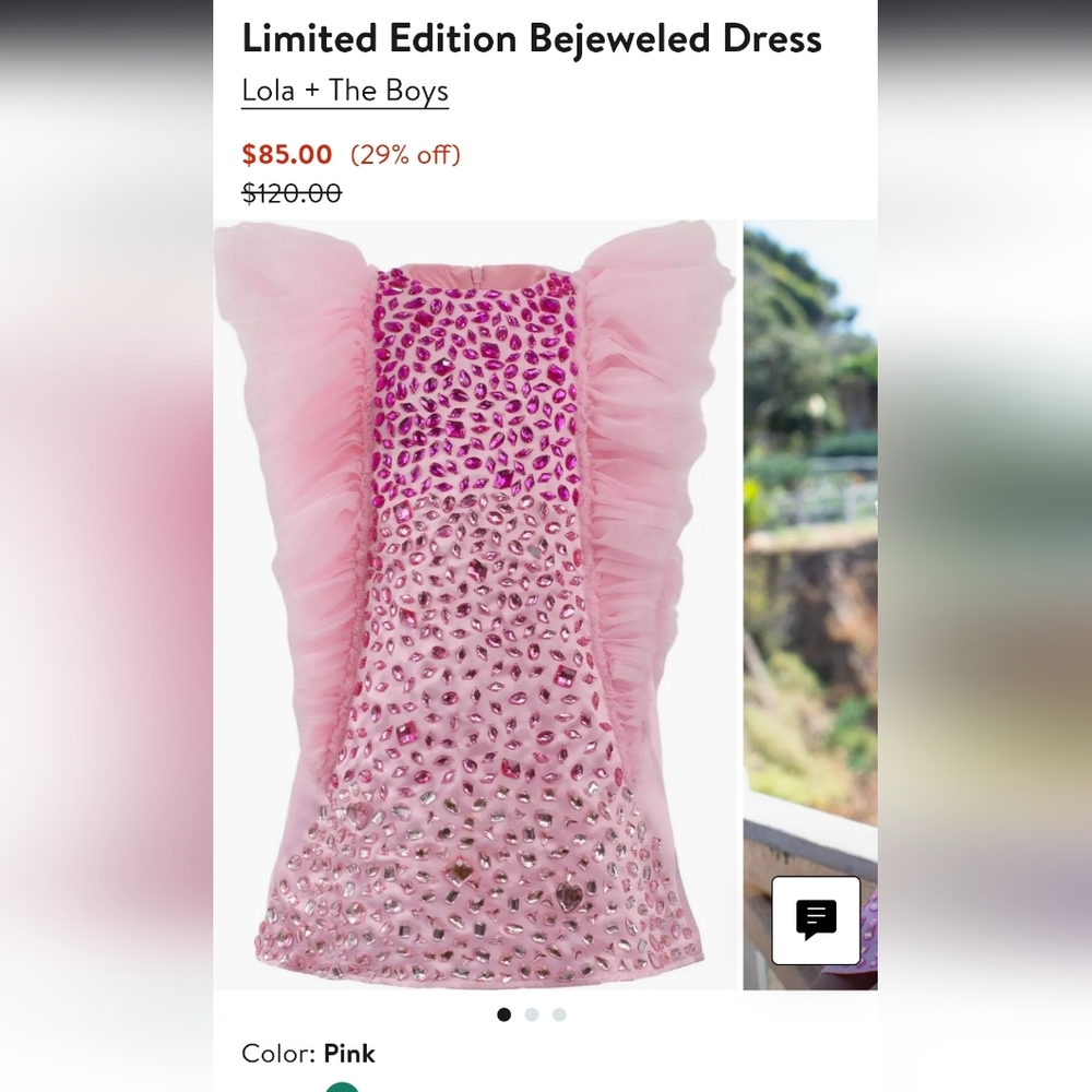 Lola + The Boys Pink Dress with Gem Accents